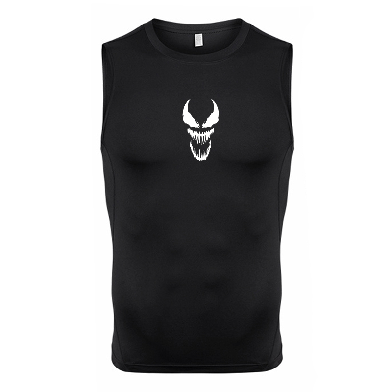 Sleeveless Undershirt - قميص مضغوط بدون أكمام برسومات للرجال،