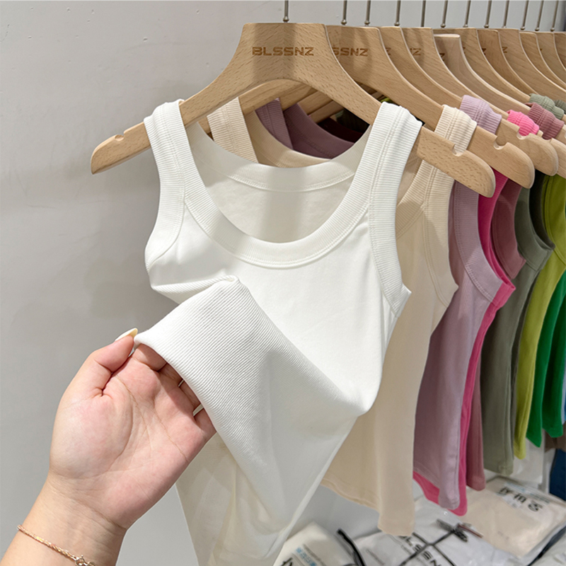 Tank Top Ribbed - 2026 الصيف المرأة الصلبة جولة الرقبة