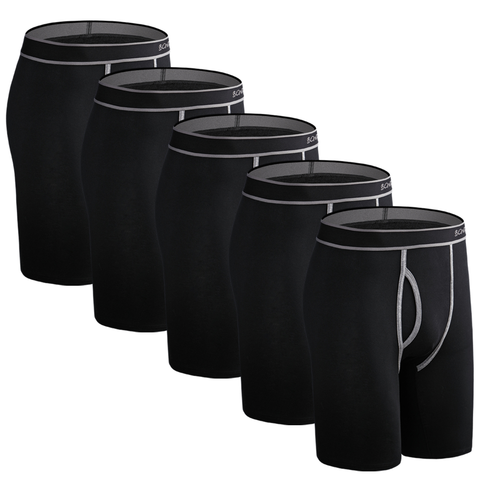 Boxer Brief Pack Cotton - 5 قطعة الملاكم الطويل الرجال سراويل