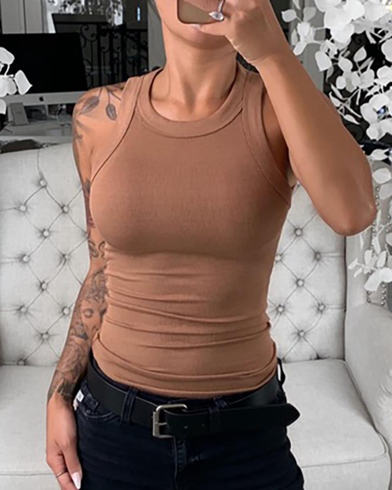 تي شيرت نسائي مضلع برقبة دائري - مراجعة Tank Top Ribbed وسعره