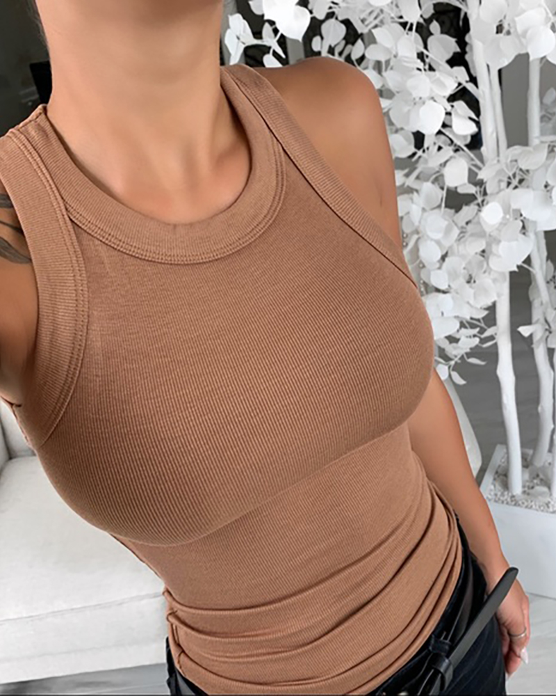 تي شيرت نسائي مضلع برقبة دائري - مراجعة Tank Top Ribbed وسعره